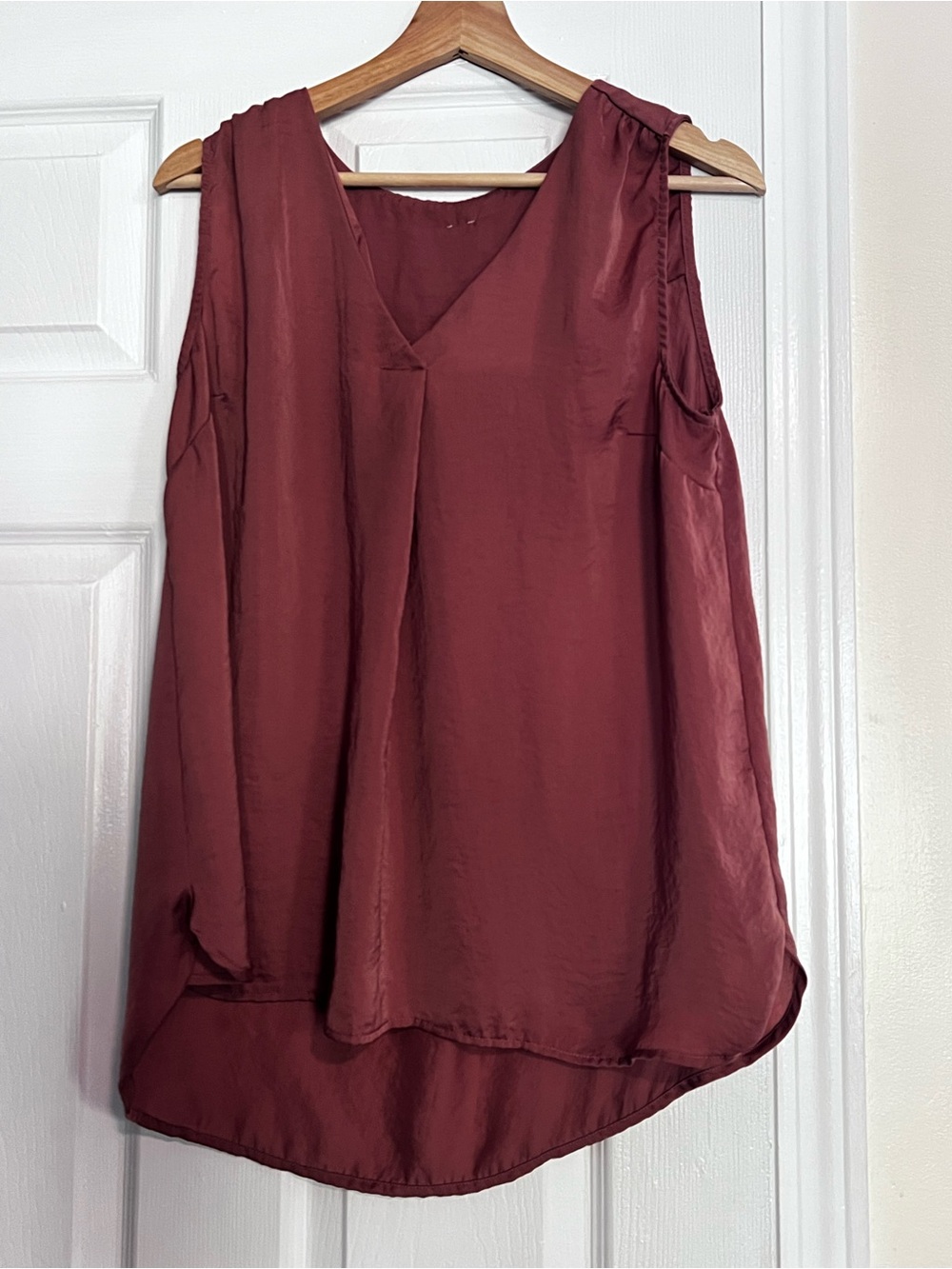 Sleeveless V-Neck Women's Top in Deep Wine